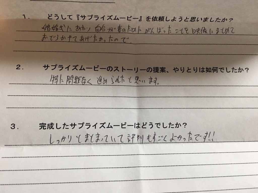 新郎のサプライズに新婦喜ぶ